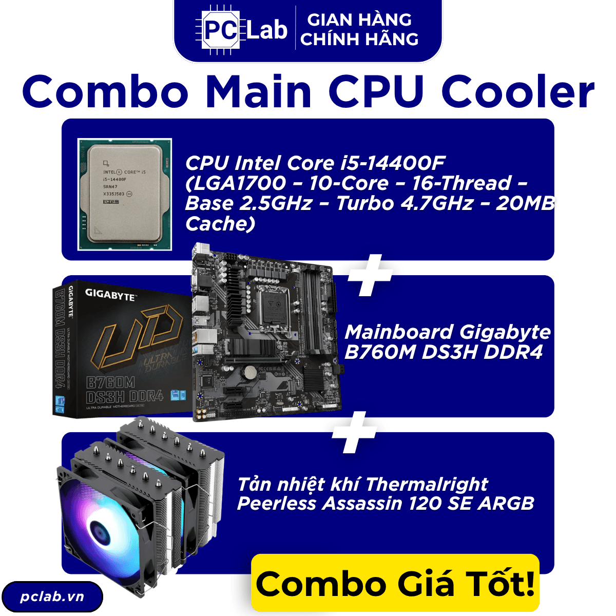 Combo Mainboard CPU Cooler 010 (Intel Core i5-14400F, B760)